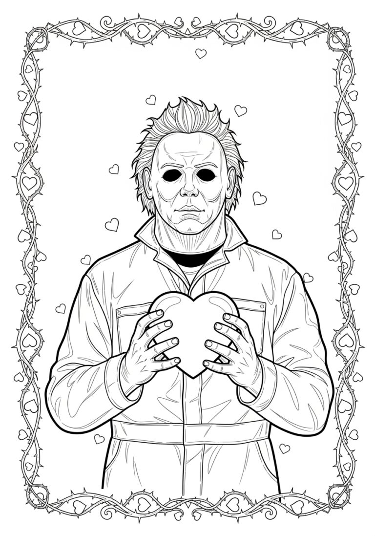 Michael Myers Valentine Heart Coloring Page