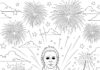 Michael Myers with Fireworks Fourth of July Coloring Page