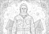 Michael Myers with Trick-or-Treat Candy Bag Coloring Page