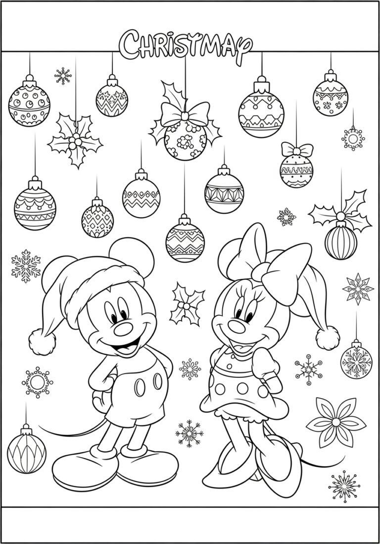 Mickey and Minnie Christmas Coloring Page