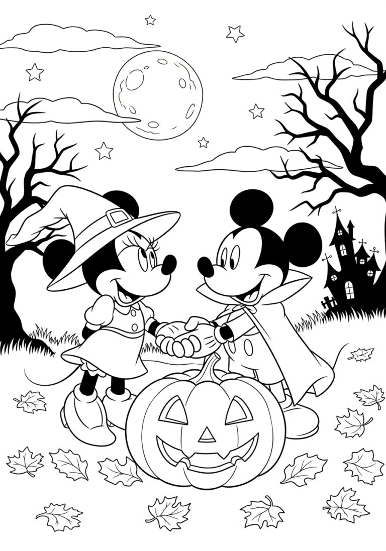 Mickey and Minnie Halloween Coloring Page Mickey and Minnie Halloween Coloring Page