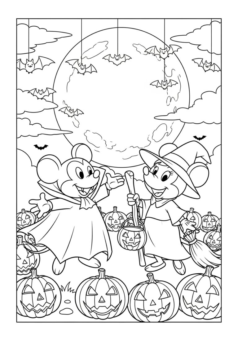 Mickey Halloween Coloring Page to Print Out and Color Mickey Halloween Coloring Page to Print Out and Color