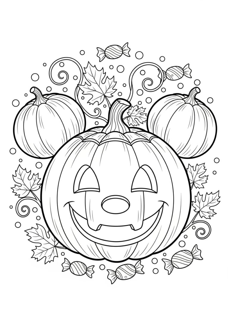 Mickey Pumpkin Coloring Page to Print Out and Color