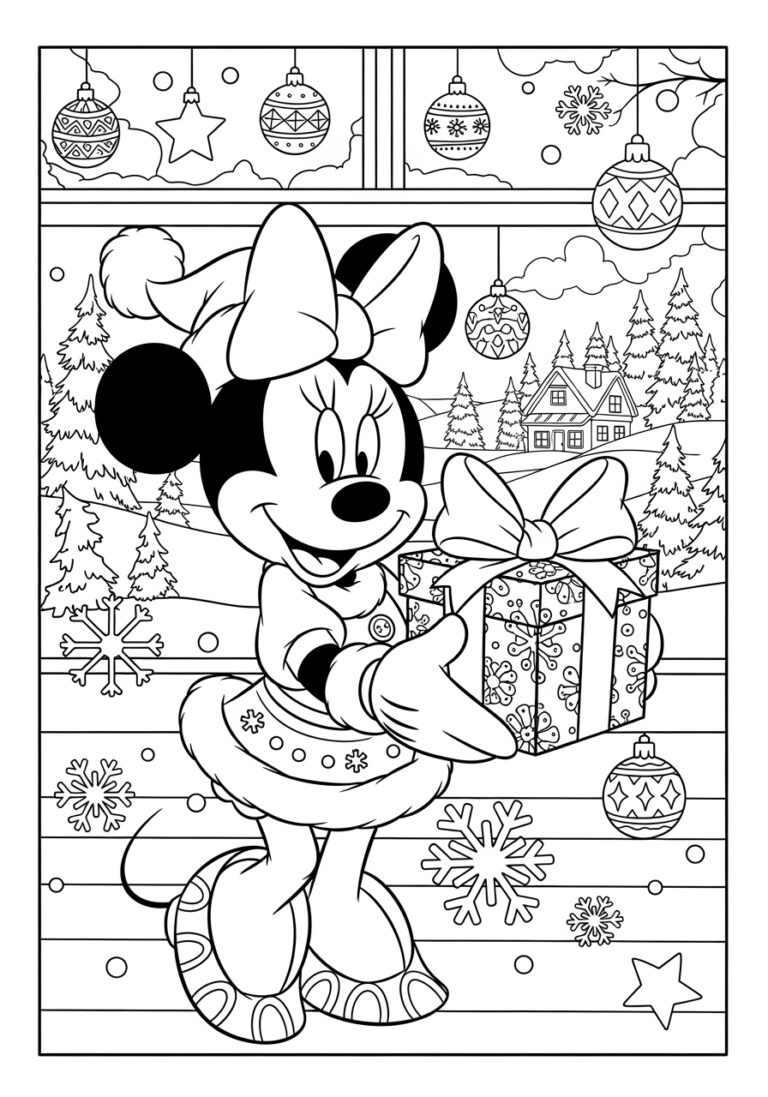 Minnie Christmas Coloring Page Minnie Christmas Coloring Page