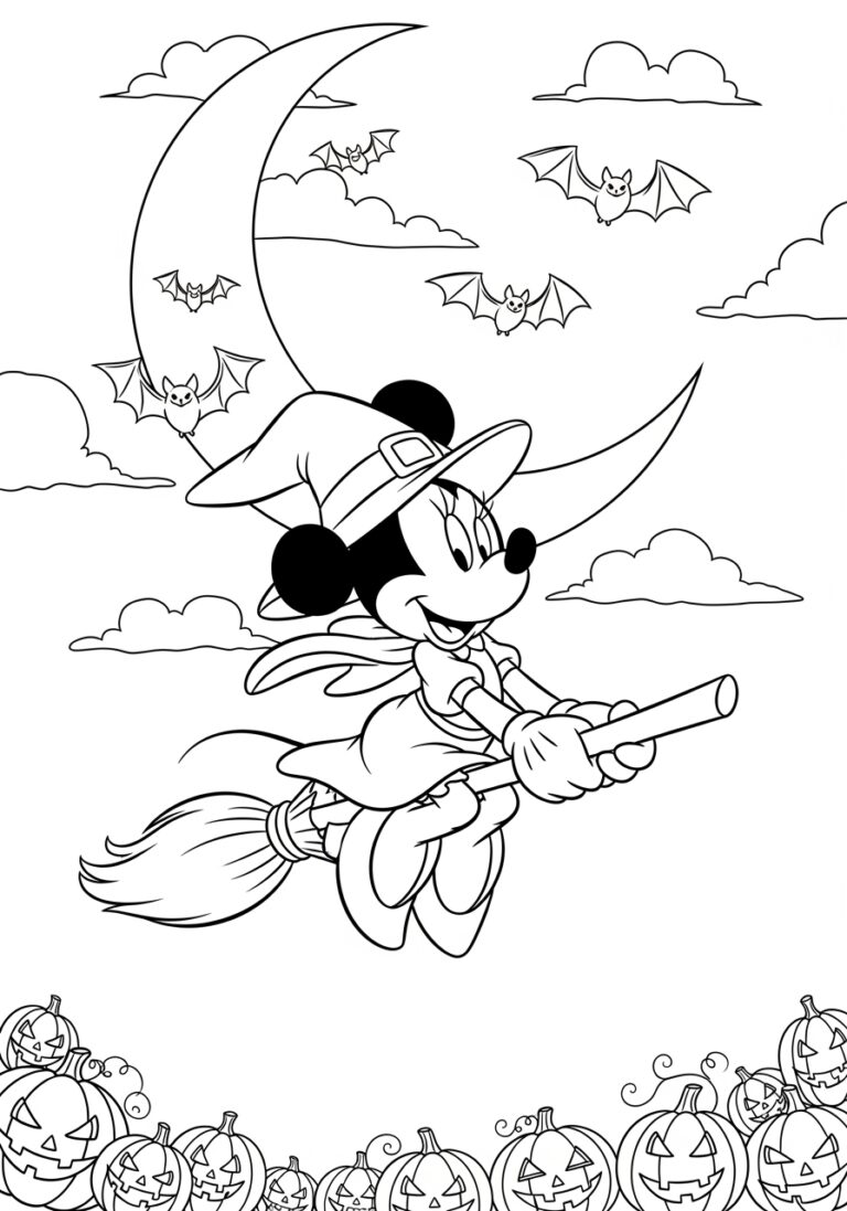 Minnie Halloween Coloring Page to Print Out and Color Minnie Halloween Coloring Page to Print Out and Color