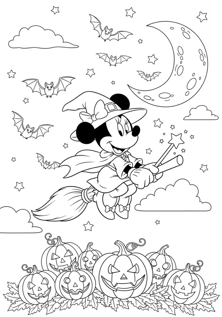 Minnie Mouse Halloween Coloring Page