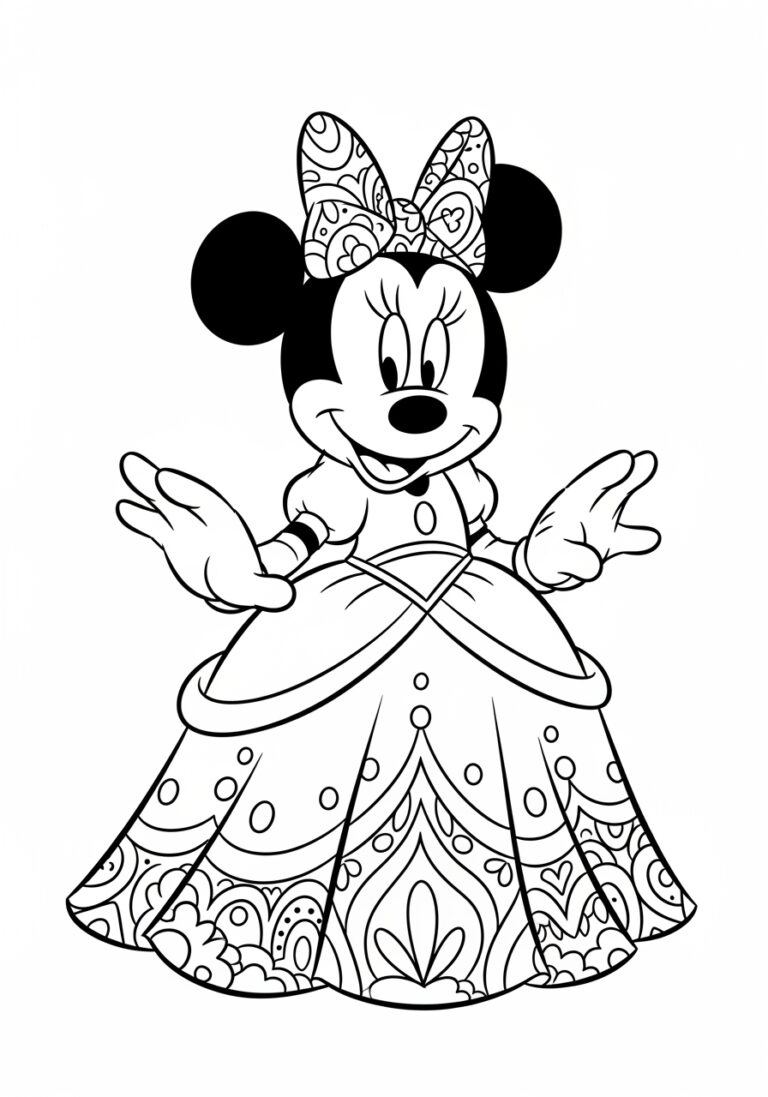 Minnie Mouse Princess Coloring Page Minnie Mouse Princess Coloring Page
