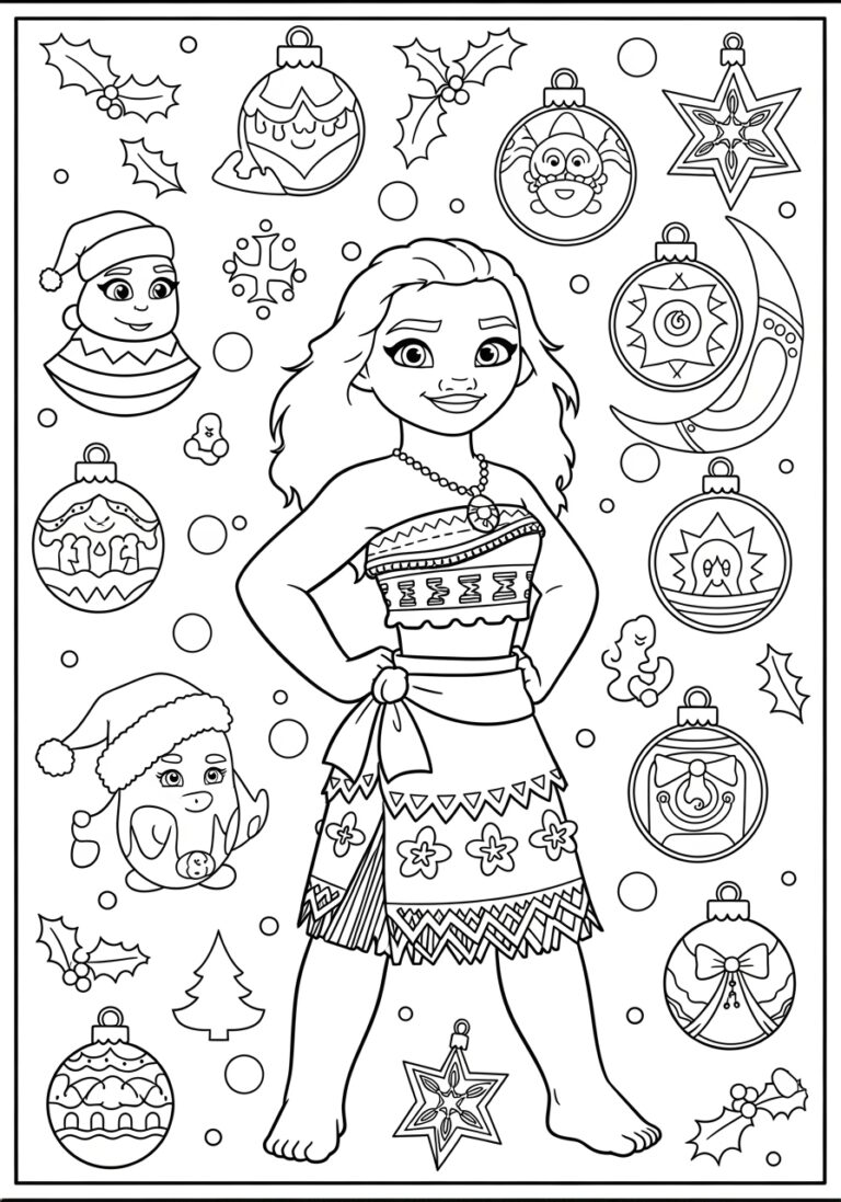 Moana Christmas Coloring Page