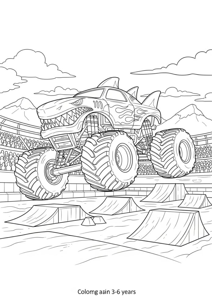 Blue Thunder Monster Truck Coloring Pages for Kids