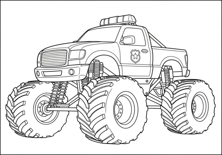 Monster Truck Police Car Coloring Page Monster Truck Police Car Coloring Page