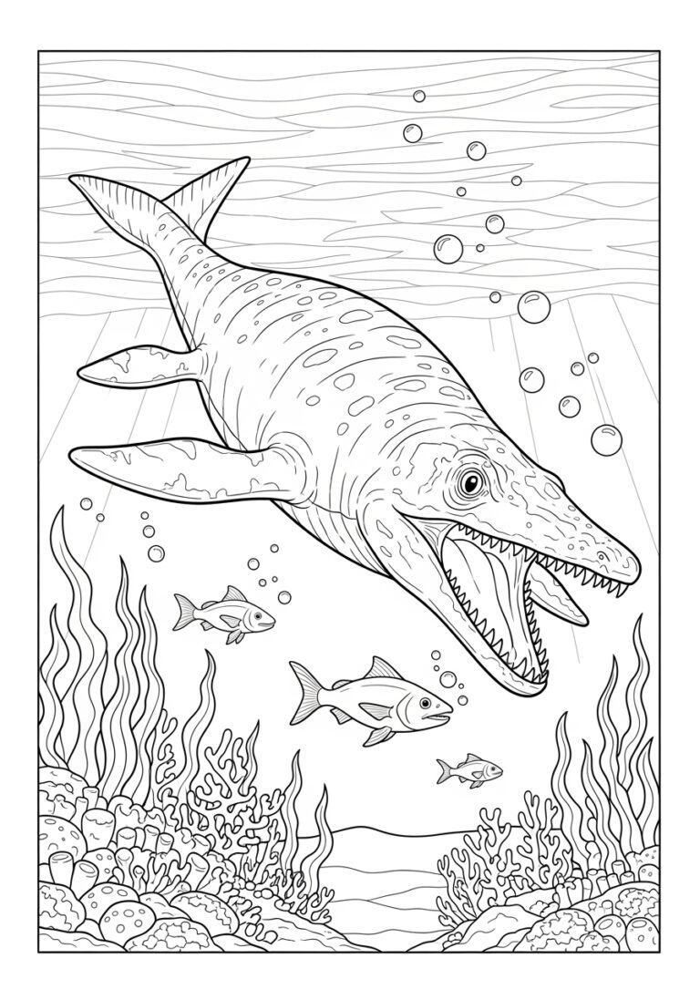 Mosasaur Coloring Page to Print Out and Color