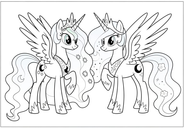 My Little Pony Coloring Page: Princess Celestia and Luna My Little Pony Coloring Page: Princess Celestia and Luna