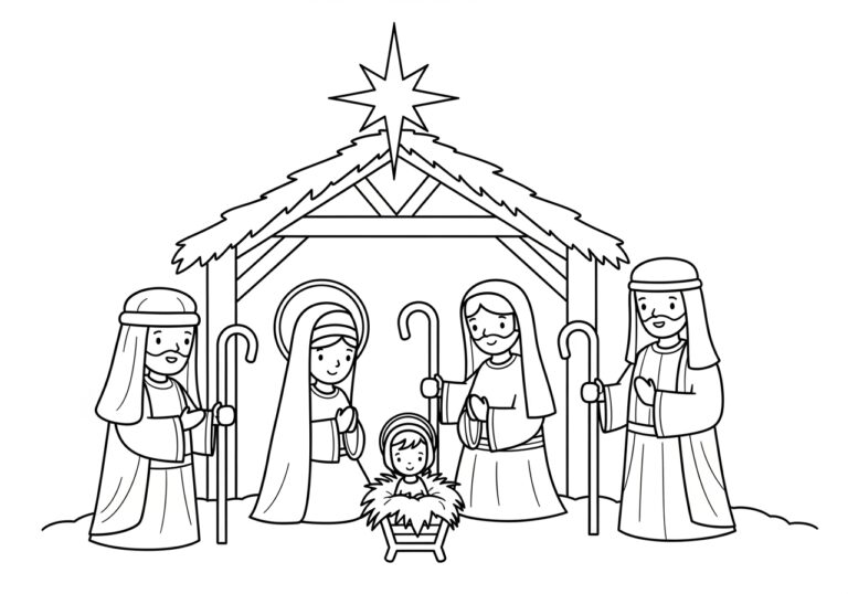 Nativity Set Coloring Page Nativity Set Coloring Page
