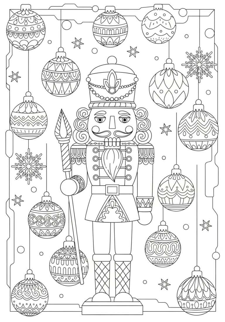 New Year’s Nutcracker Coloring Page