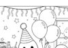 New Year’s Party Ghost Coloring Page