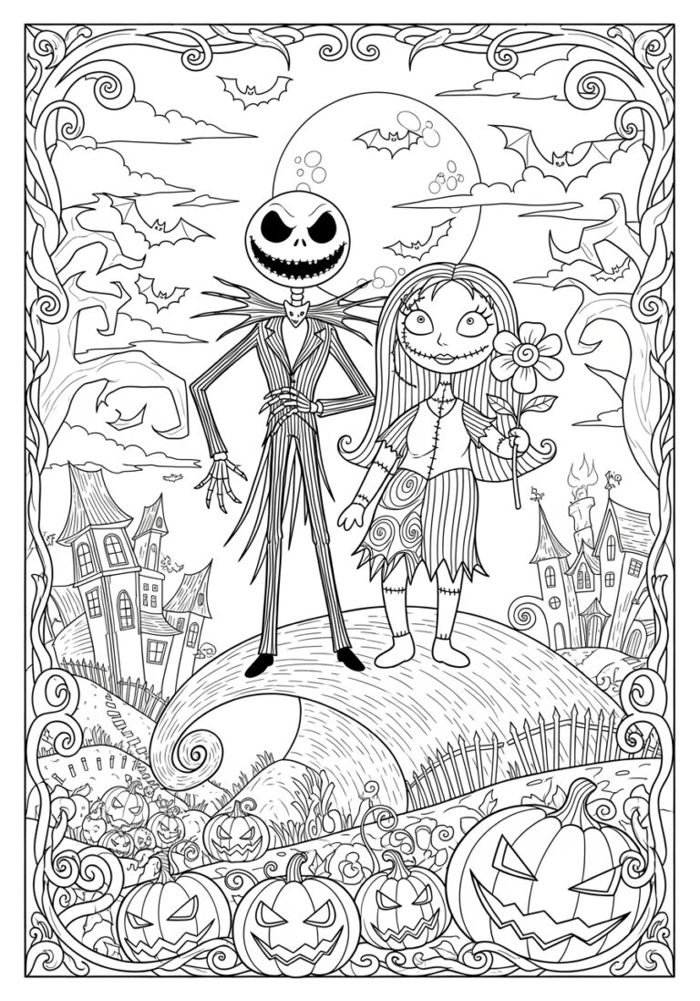 Nightmare Before Christmas Halloween Coloring Page