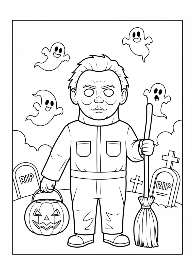Non-scary Michael Myers Cartoon Coloring Page
