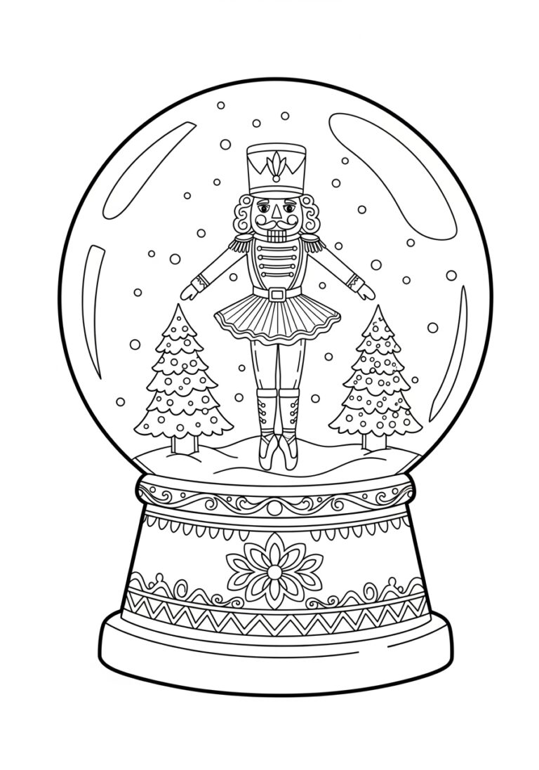 Nutcracker Ballet Snow Globe Coloring Page