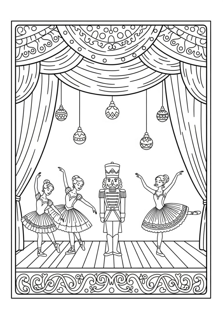 Nutcracker Ballet Stage Scene Coloring Page Nutcracker Ballet Stage Scene Coloring Page