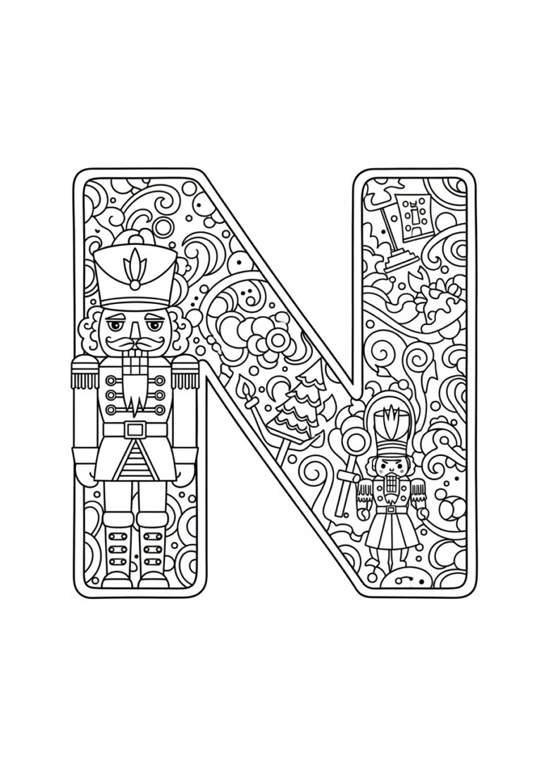 Nutcracker Letter N Alphabet Coloring Page