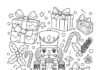 Nutcracker with Wrapped Presents Coloring Page