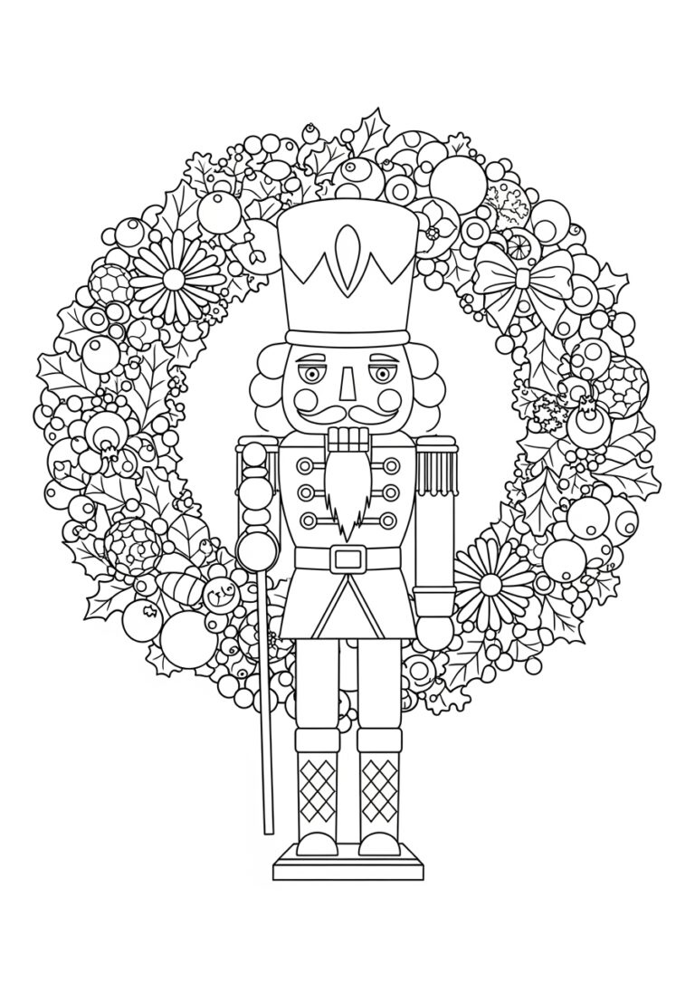 Nutcracker Wreath Coloring Page