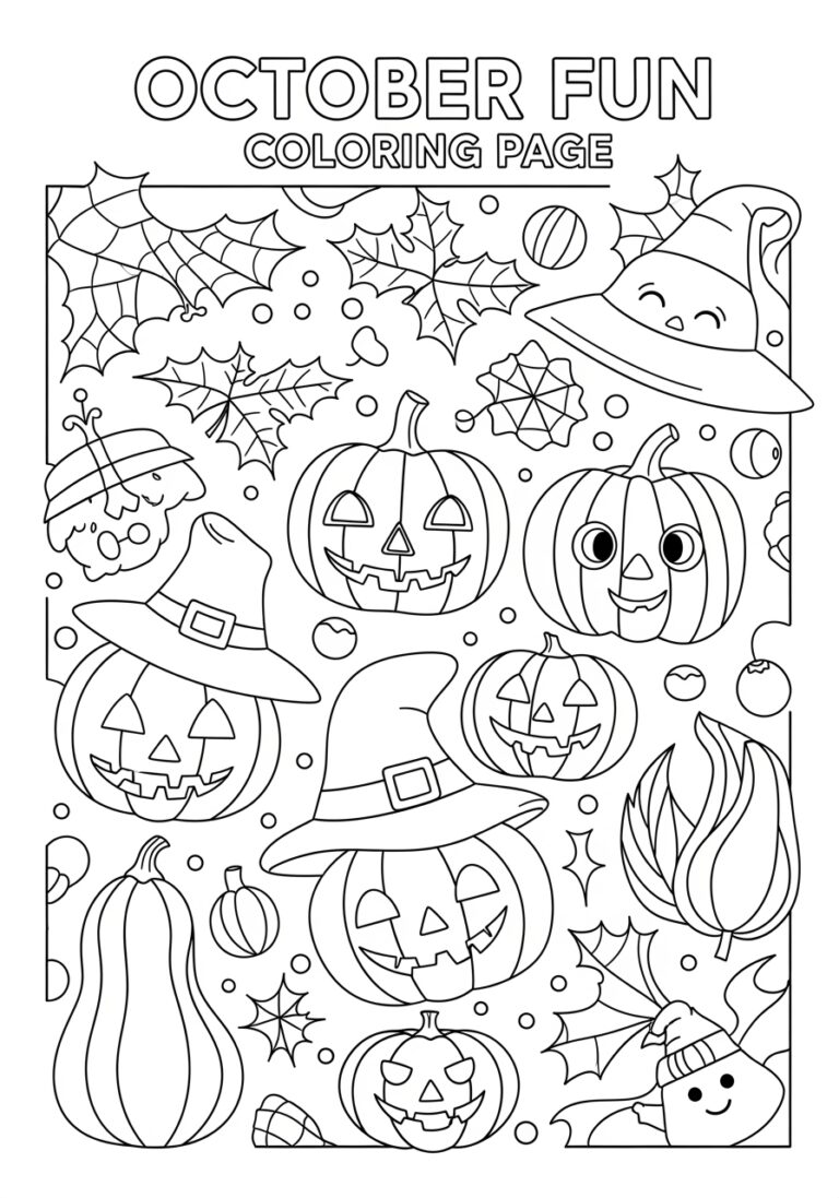 October Coloring Page for Preschoolers