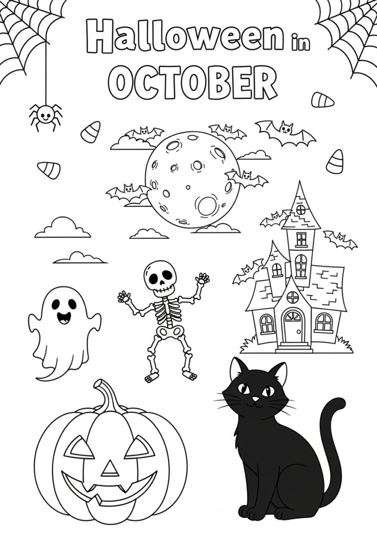 October Halloween Coloring Page