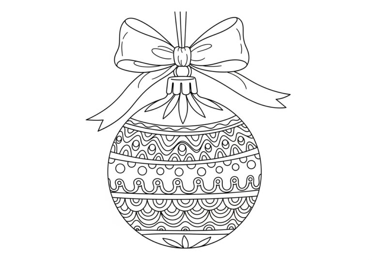 Ornament with Ribbon and Bow Coloring Page Ornament with Ribbon and Bow Coloring Page