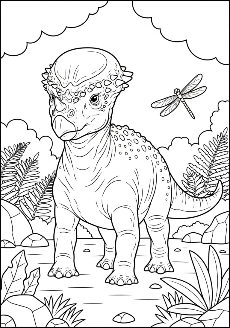 Pachycephalosaurus Coloring Page to Print Out and Color Pachycephalosaurus Coloring Page to Print Out and Color