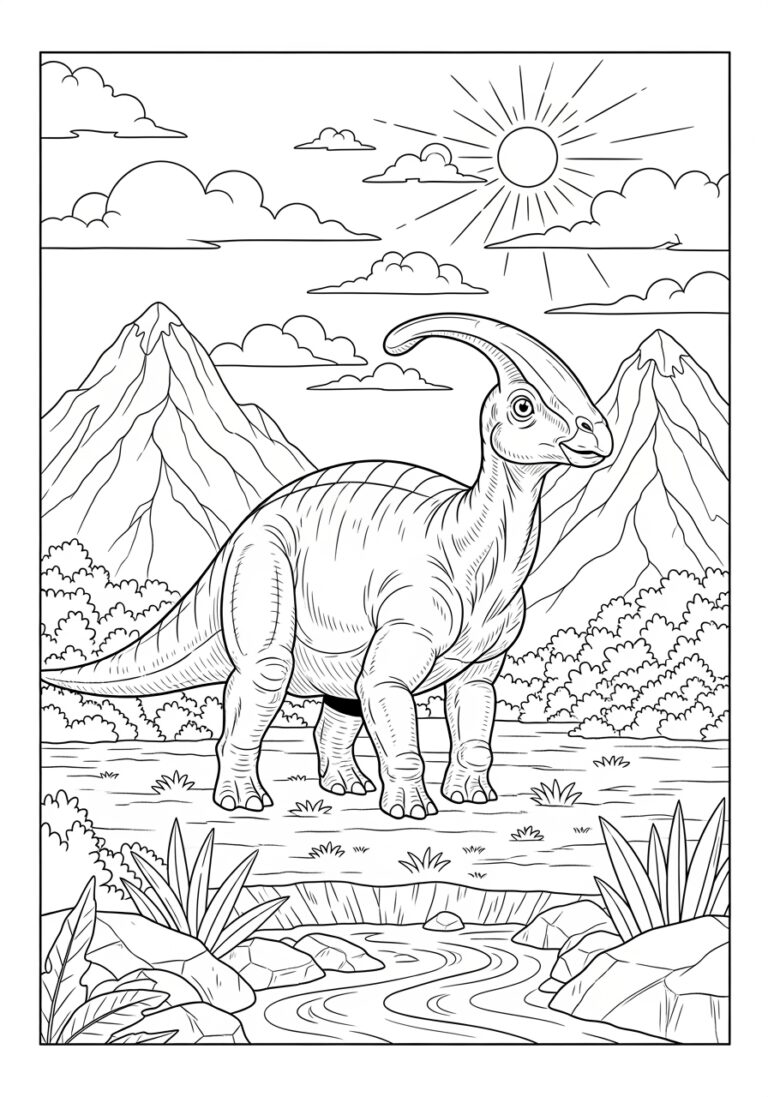 Parasaurolophus Coloring Page to Print and Color Parasaurolophus Coloring Page to Print and Color