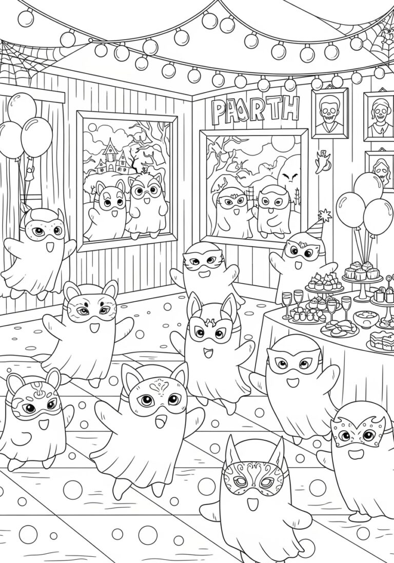 Party Mask Ghost Coloring Page