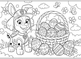 Paw Patrol Easter Coloring Page