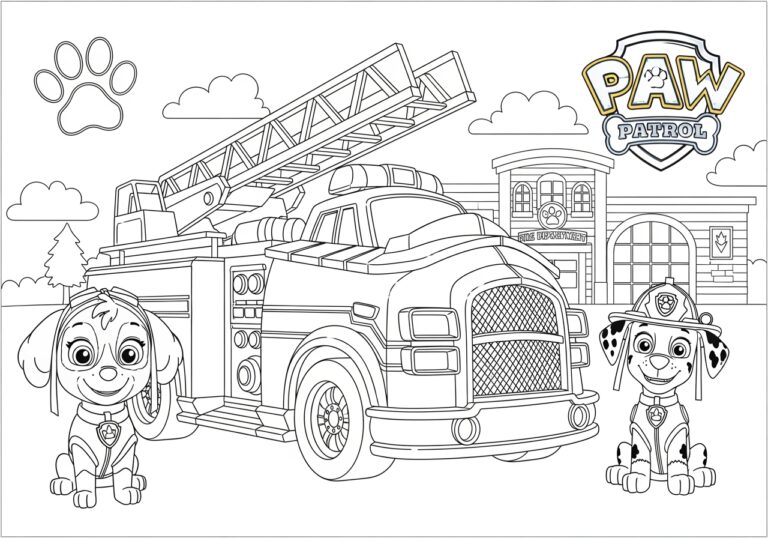 Paw Patrol Fire Truck Coloring Page