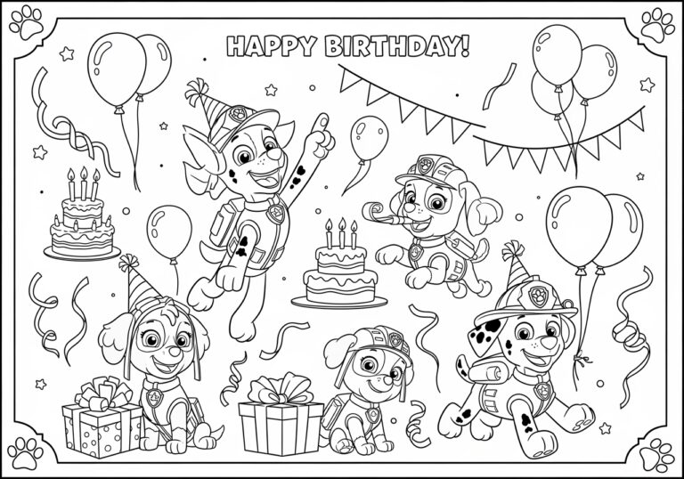 Paw Patrol Happy Birthday Coloring Page Paw Patrol Happy Birthday Coloring Page