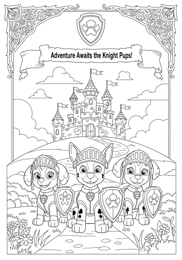 Paw Patrol Knight Adventure Coloring Page Paw Patrol Knight Adventure Coloring Page