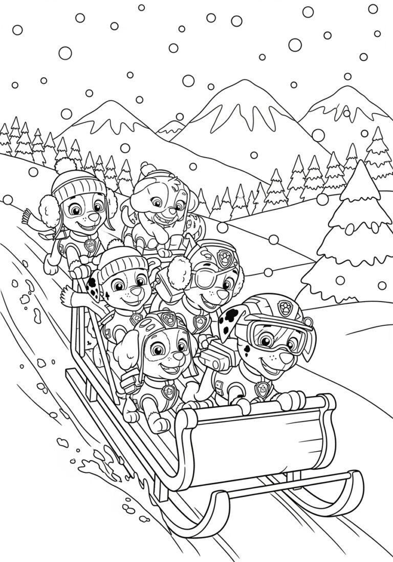 Paw Patrol Winter Coloring Page