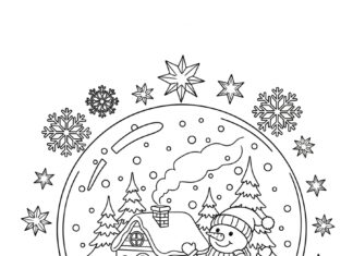 Personalized Name Banner Snow Globe Coloring Page