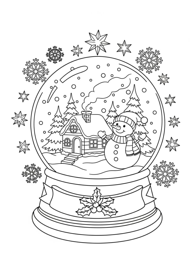Personalized Name Banner Snow Globe Coloring Page Personalized Name Banner Snow Globe Coloring Page