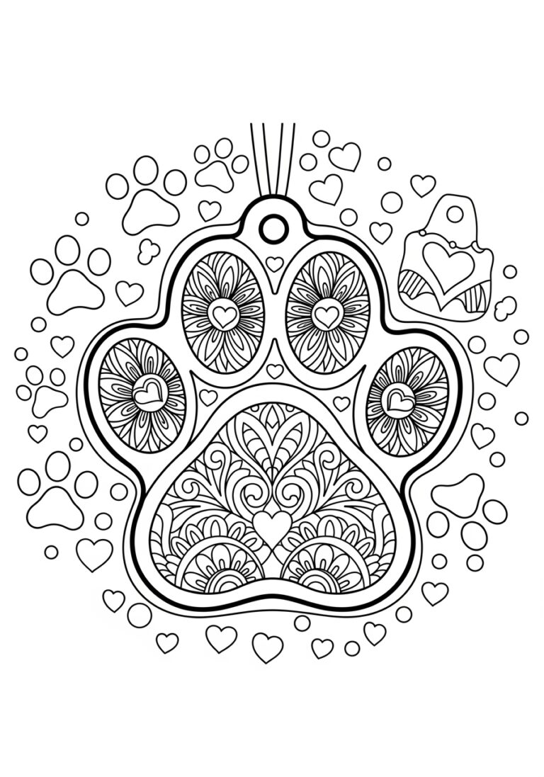 Pet Paw Print Keepsake Ornament Coloring Page Pet Paw Print Keepsake Ornament Coloring Page