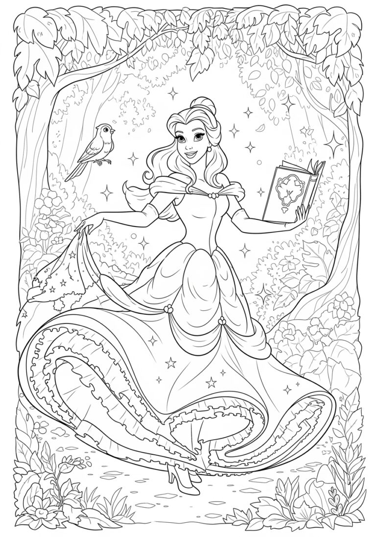 Picture of Belle from Beauty and the Beast to Color
