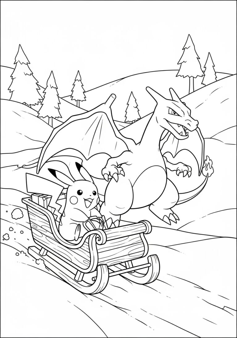 Pikachu and Charizard Coloring Page to Print Out