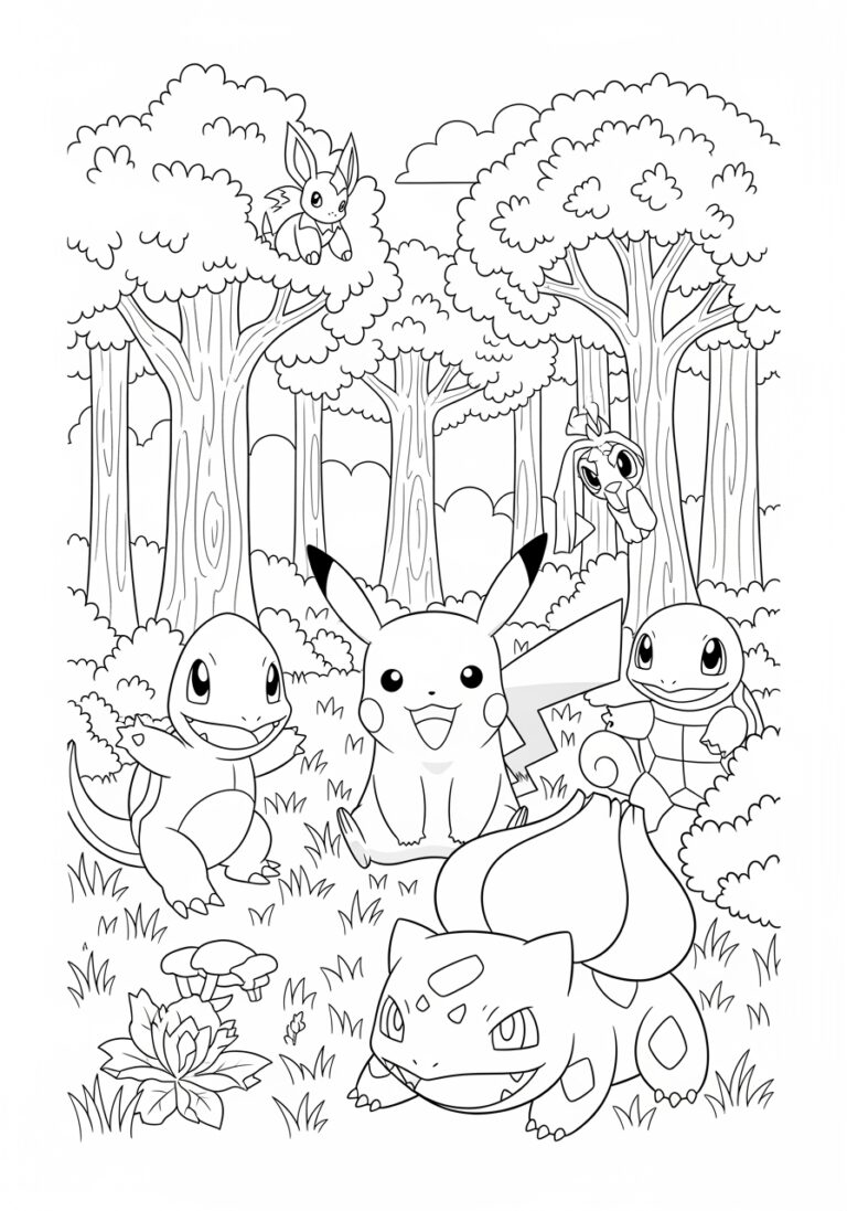 Pikachu Character Coloring Page