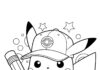 Pikachu with Hat Coloring Page to Print Out and Color
