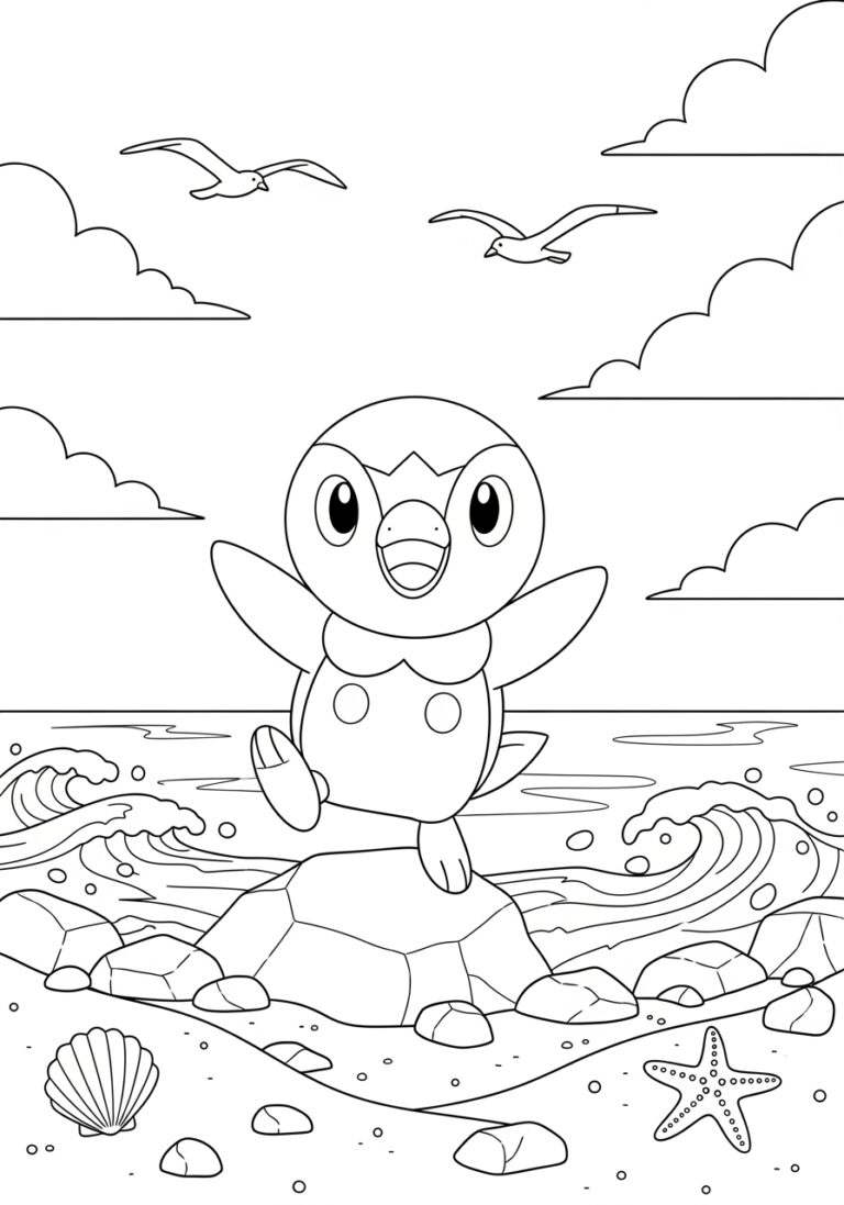 Piplup Pokémon Coloring Page to Print Out and Color Piplup Pokémon Coloring Page to Print Out and Color