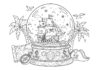 Pirate Ship Snow Globe Coloring Page