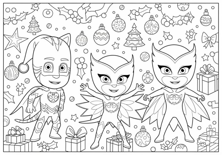 PJ Mask Christmas Coloring Page PJ Mask Christmas Coloring Page