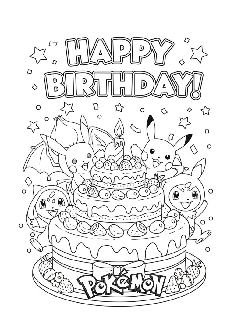 Pokemon Birthday Card Coloring Page Pokemon Birthday Card Coloring Page