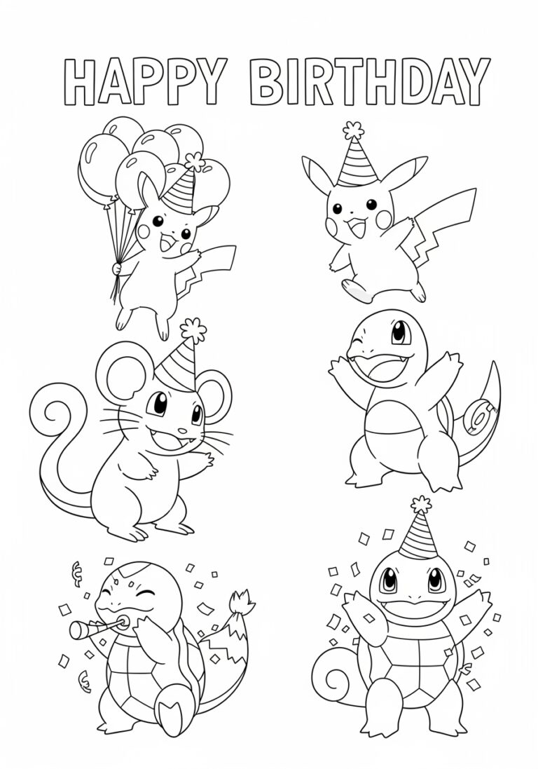 Pokemon Birthday Coloring Page Pokemon Birthday Coloring Page