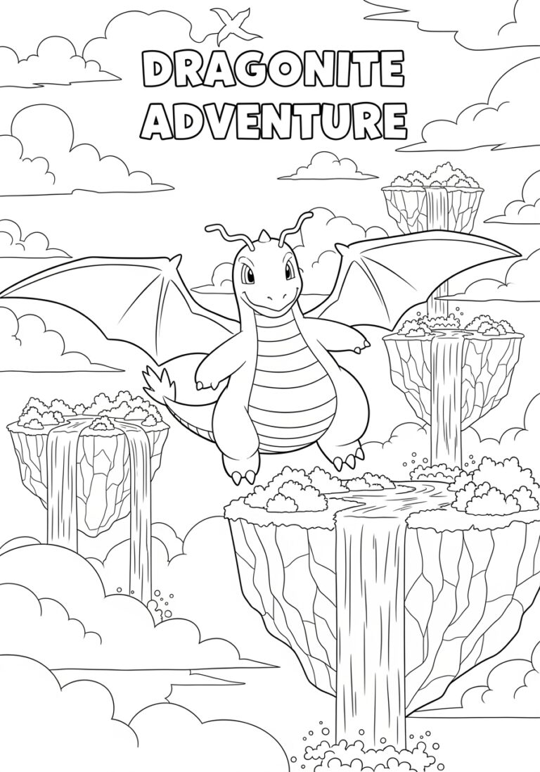 Pokemon Dragonite Coloring Page to Print Out and Color Pokemon Dragonite Coloring Page to Print Out and Color